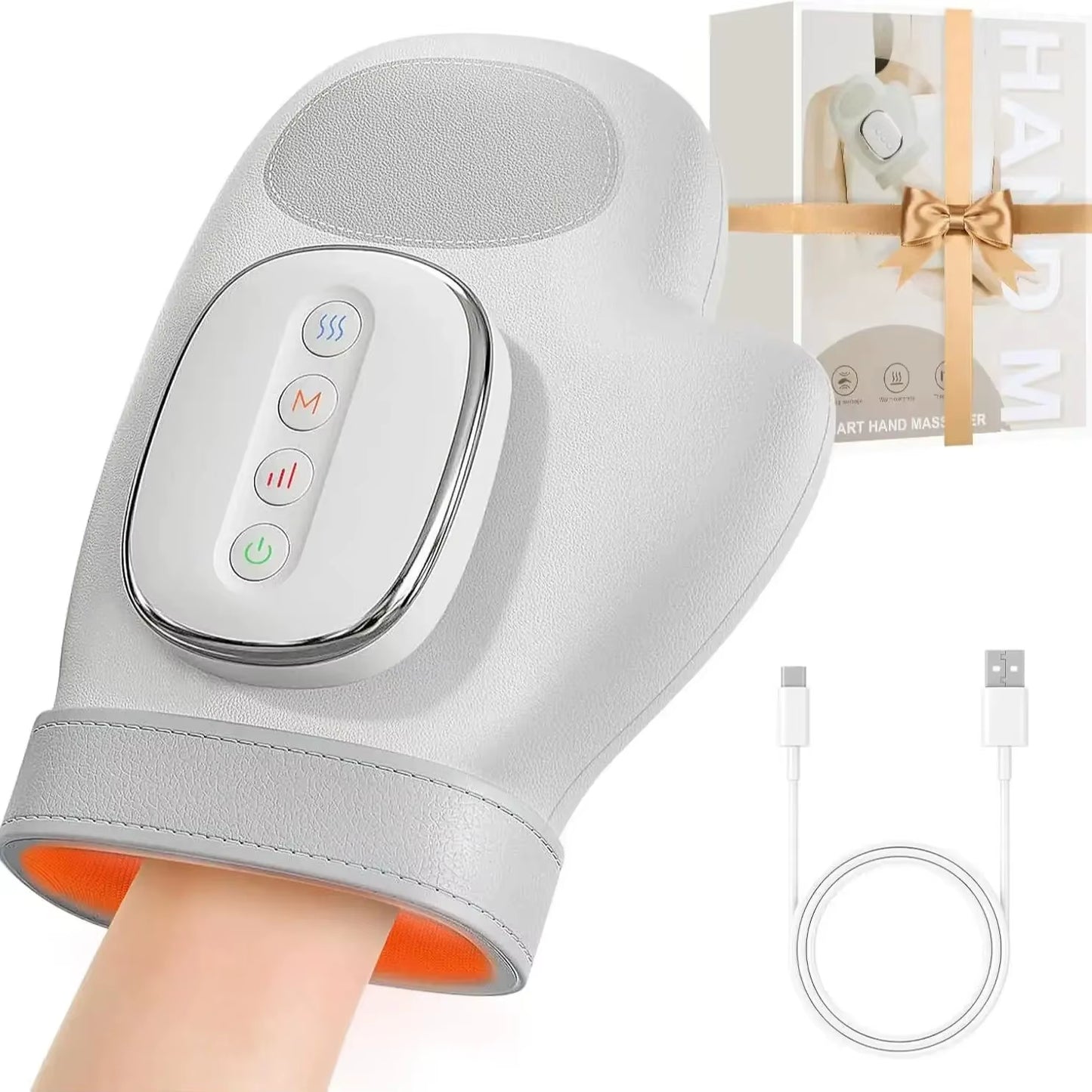 Hand Massager with Heat and Airbag Compression Carpal Tunnel Wrist Finger Kneading Massage Device Electric Vibration Gloves